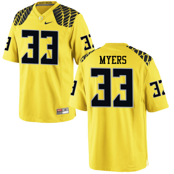 Men #33 Dexter Myers Oregon Ducks College Football Jerseys-Yellow - Click Image to Close